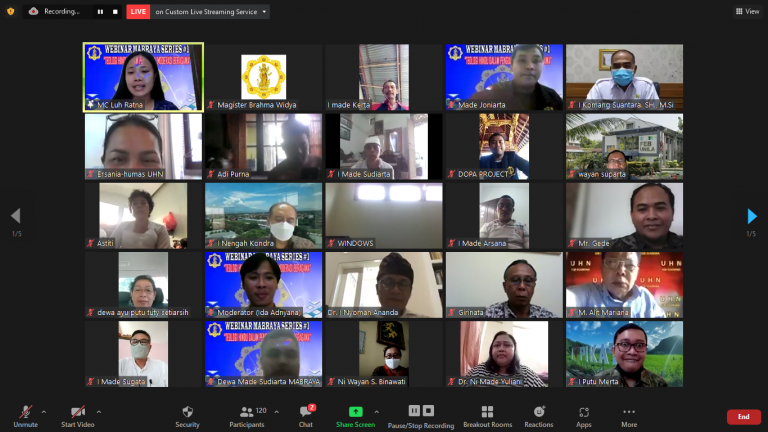 Prodi Magister Brahma Widya Pascasarjana UHN Sugriwa Gelar Webinar Mabraya Series I “Teologi Hindu Dalam Penguatan Moderasi Beragama”
