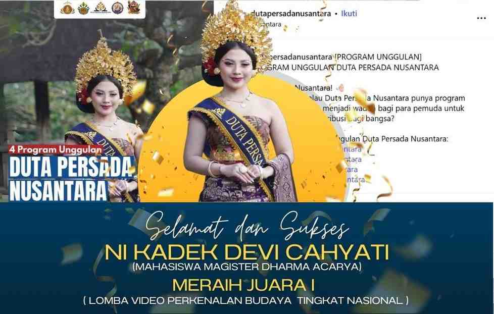 Mahasiswi Pascasarjana UHN Sugriwa Raih Juara 1 Lomba Video Budaya Nasional